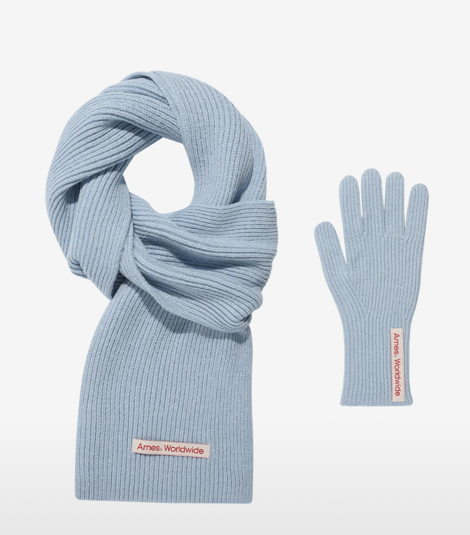 AMES KNIT GLOVES & MUFFLER SET SKY BLUE