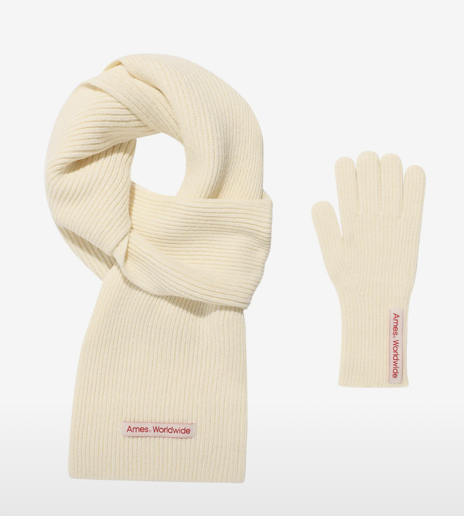 AMES KNIT GLOVES & MUFFLER SET IVORY