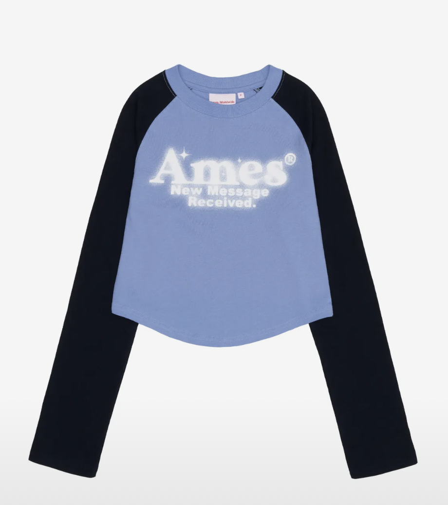 AMES ROUND HEM RAGLAN LS TEE BLUE