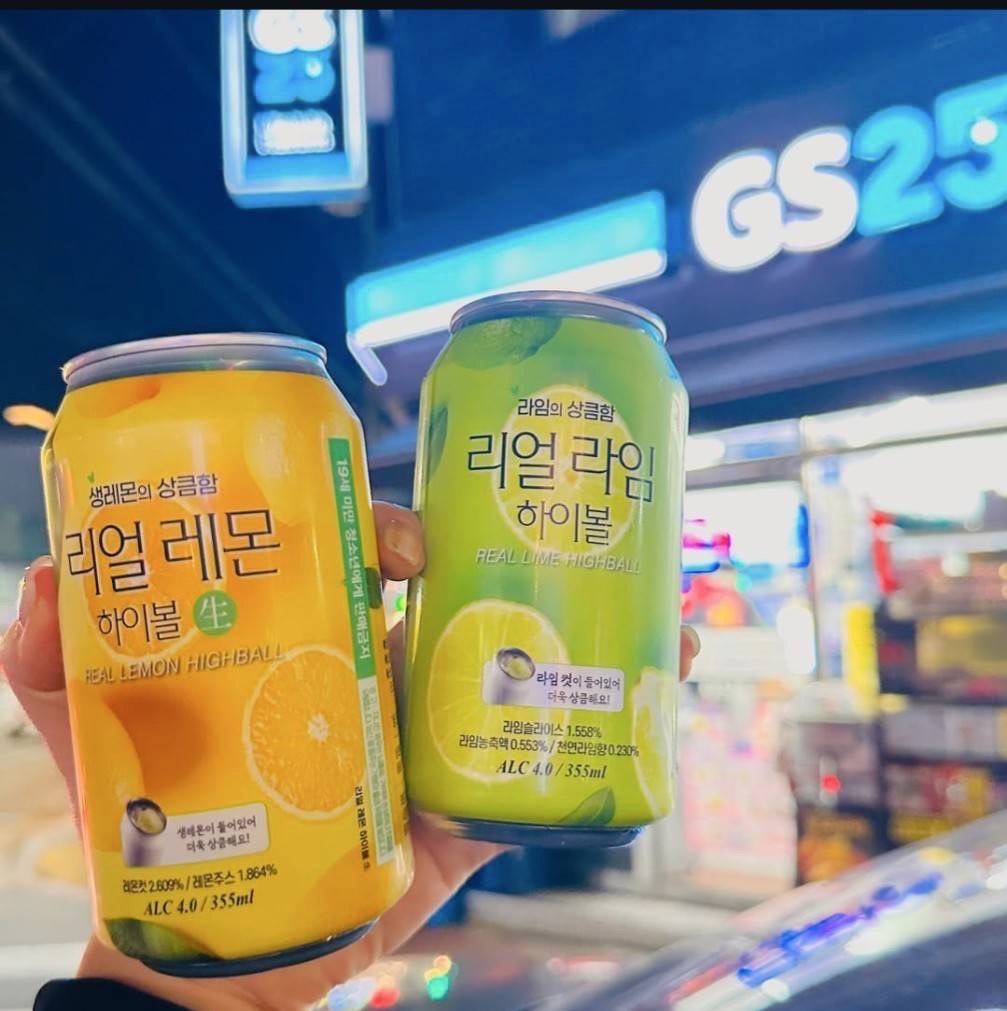 預購 1月中到貨 韓國 GS25 真果實 HIGHBALL 355ml X 24罐 箱出 (真檸檬 / 真萊姆) (含運)