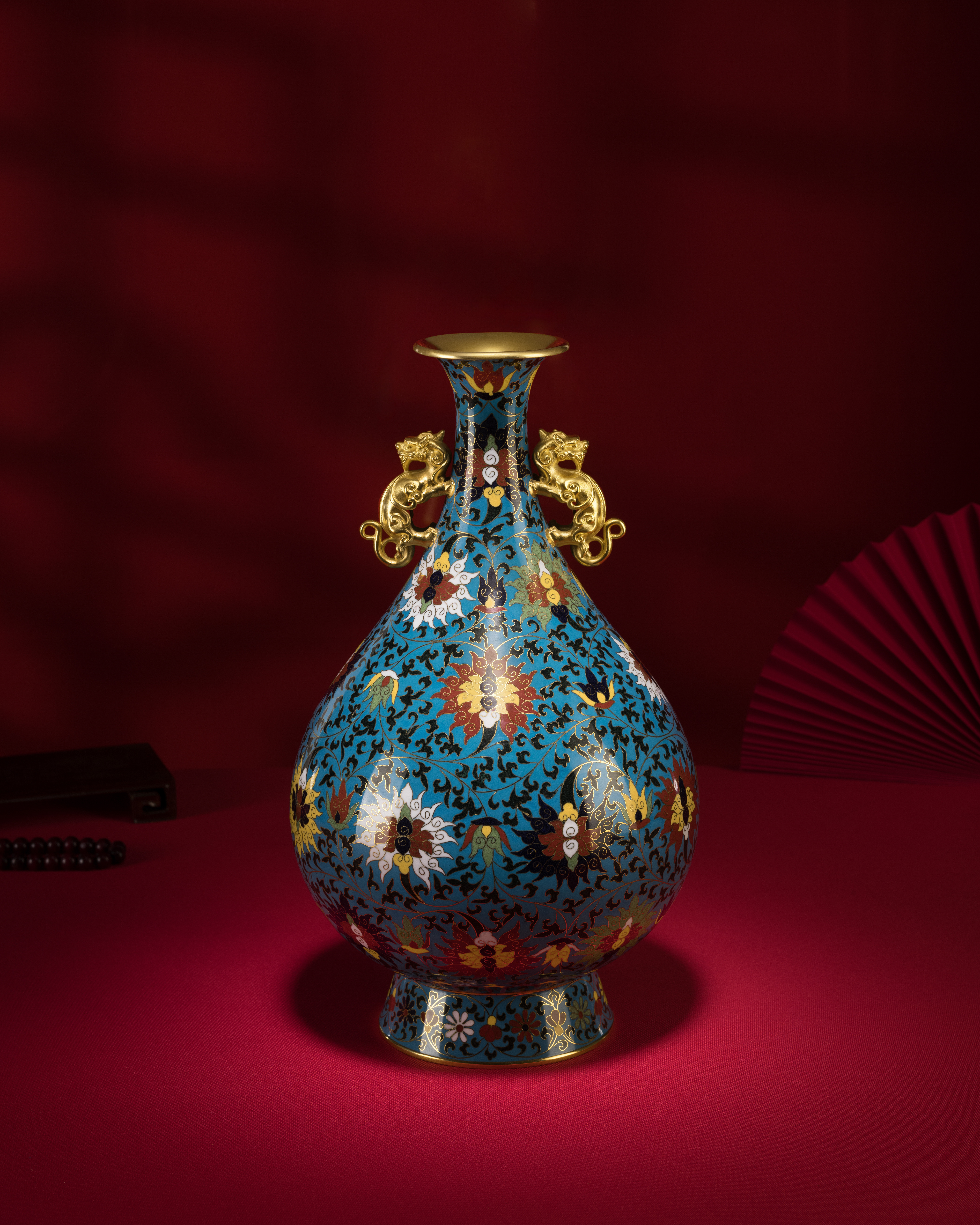 景泰藍螭耳玉壺春瓶｜銅作工藝品