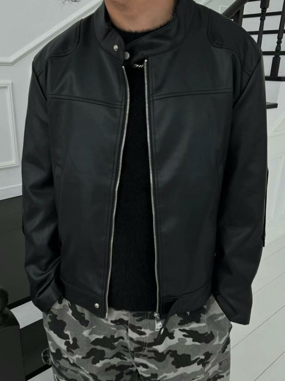 企領拉鍊合成皮褸 OUR ROOM-027JK