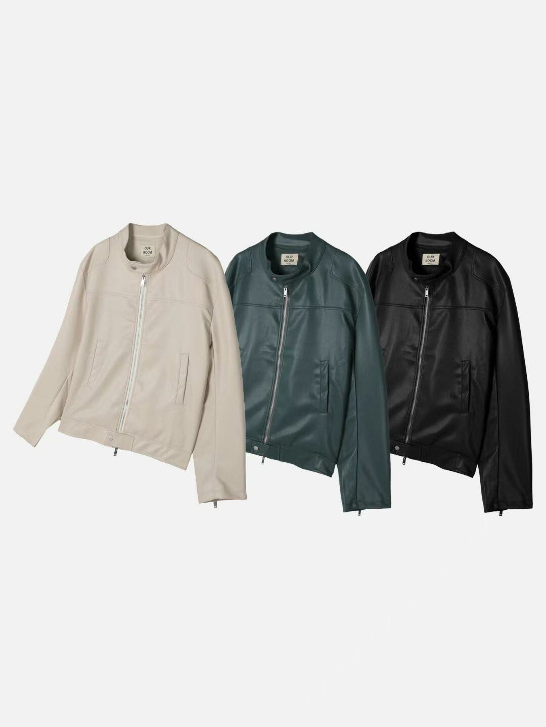 企領拉鍊合成皮褸 OUR ROOM-027JK