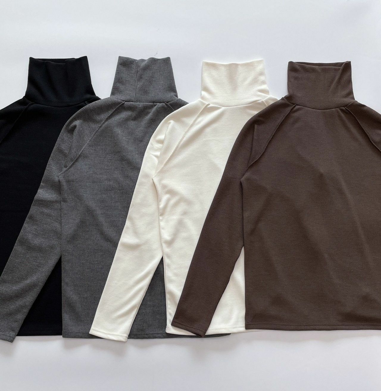 淨色暗直紋樽領長袖衫 GAMBLE-049T