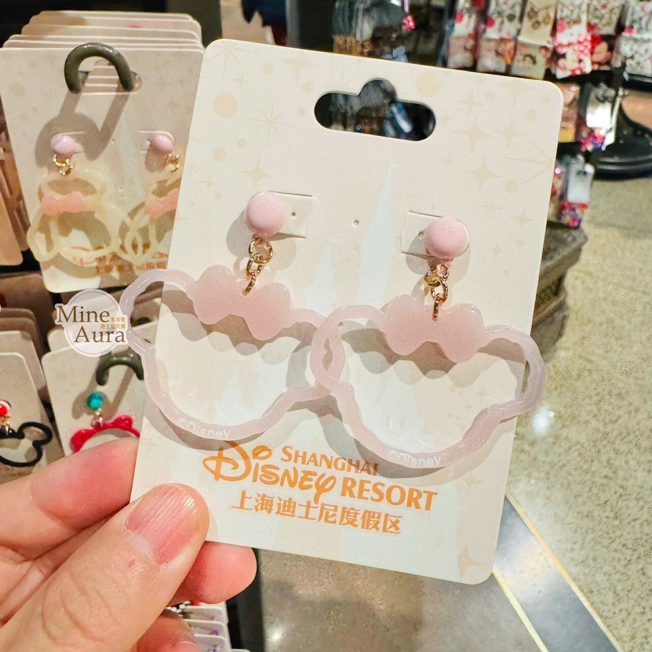 達菲 Duffy 與好友 大頭簍空 造型 耳環 首飾 -上海迪士尼樂園