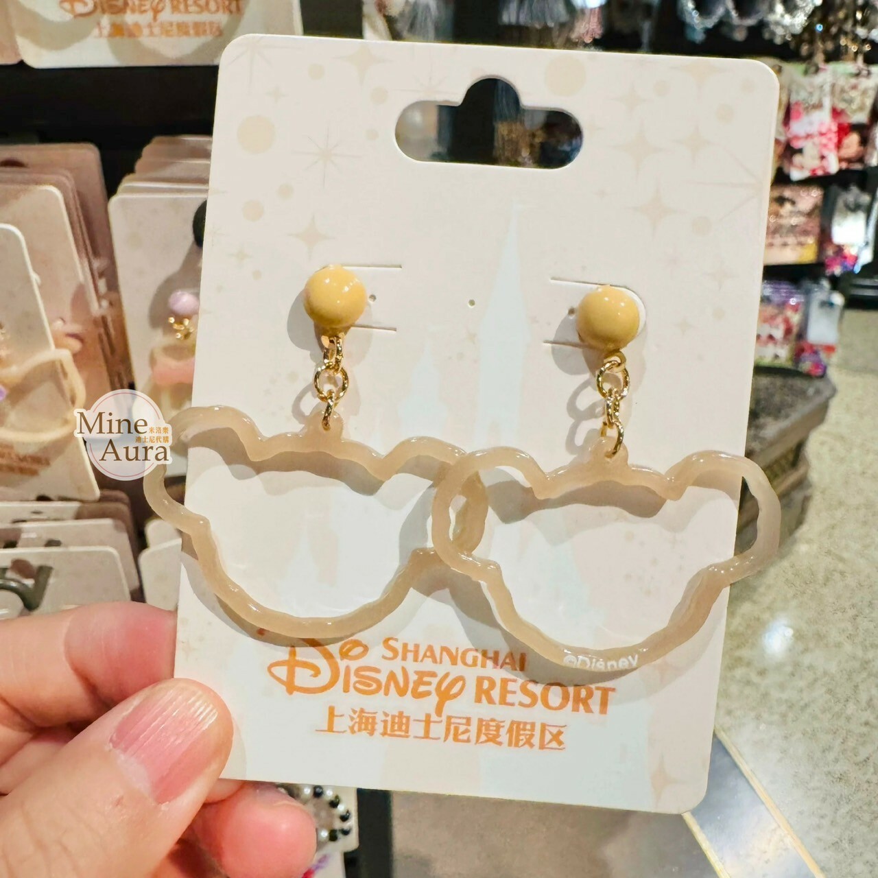 達菲 Duffy 與好友 大頭簍空 造型 耳環 首飾 -上海迪士尼樂園