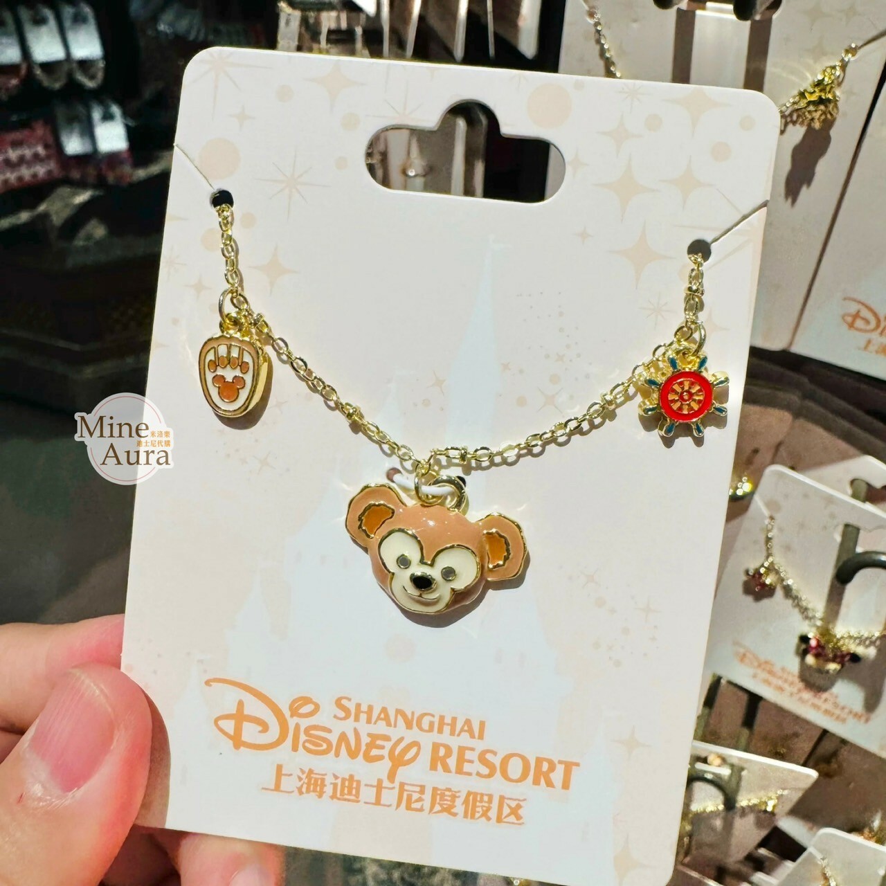 達菲 Duffy 與好友 大頭 墜飾 造型 項鍊 首飾 -上海迪士尼樂園