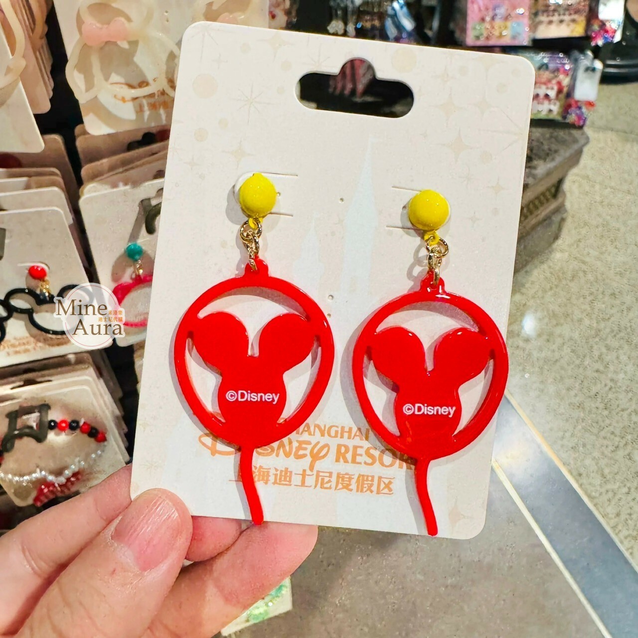 米奇 Mickey 奇奇蒂蒂 Chip 'n Dale 熊抱哥 Lotso 城堡 簍空 造型 耳環 首飾 -上海迪士尼樂園
