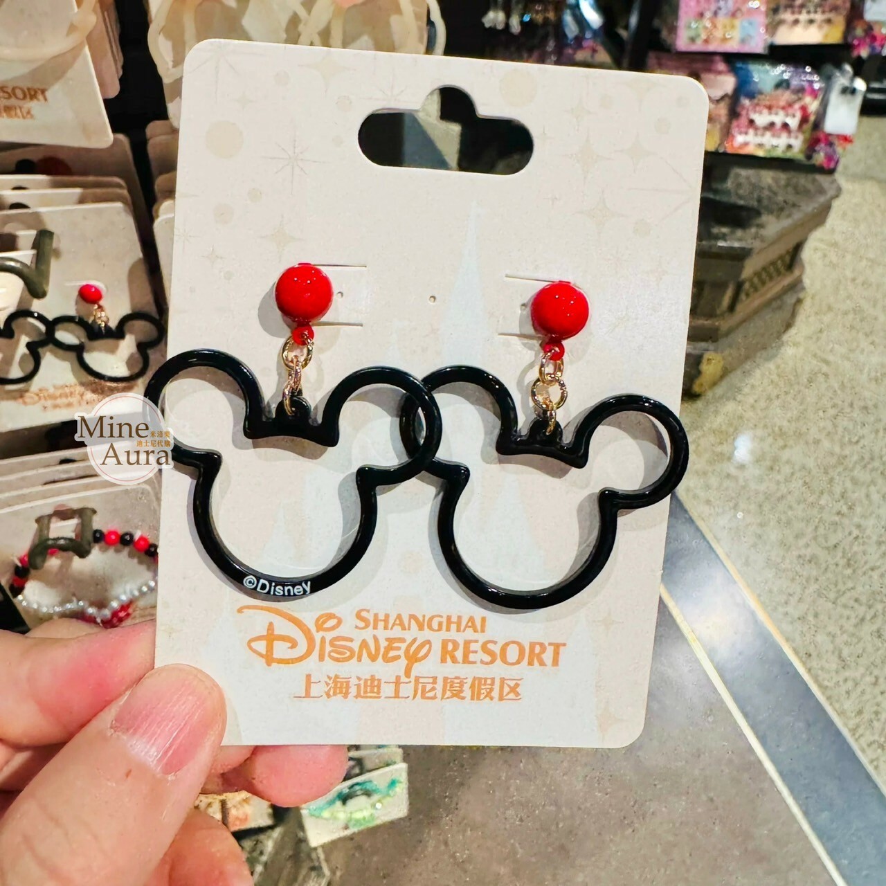 米奇 Mickey 奇奇蒂蒂 Chip 'n Dale 熊抱哥 Lotso 城堡 簍空 造型 耳環 首飾 -上海迪士尼樂園