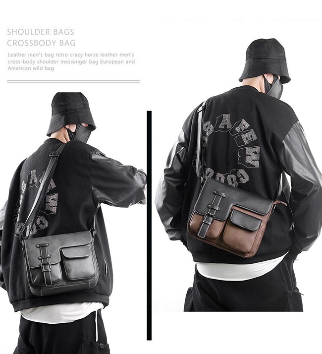 25SS 男款口袋造型斜背包-兩色預購(實拍)