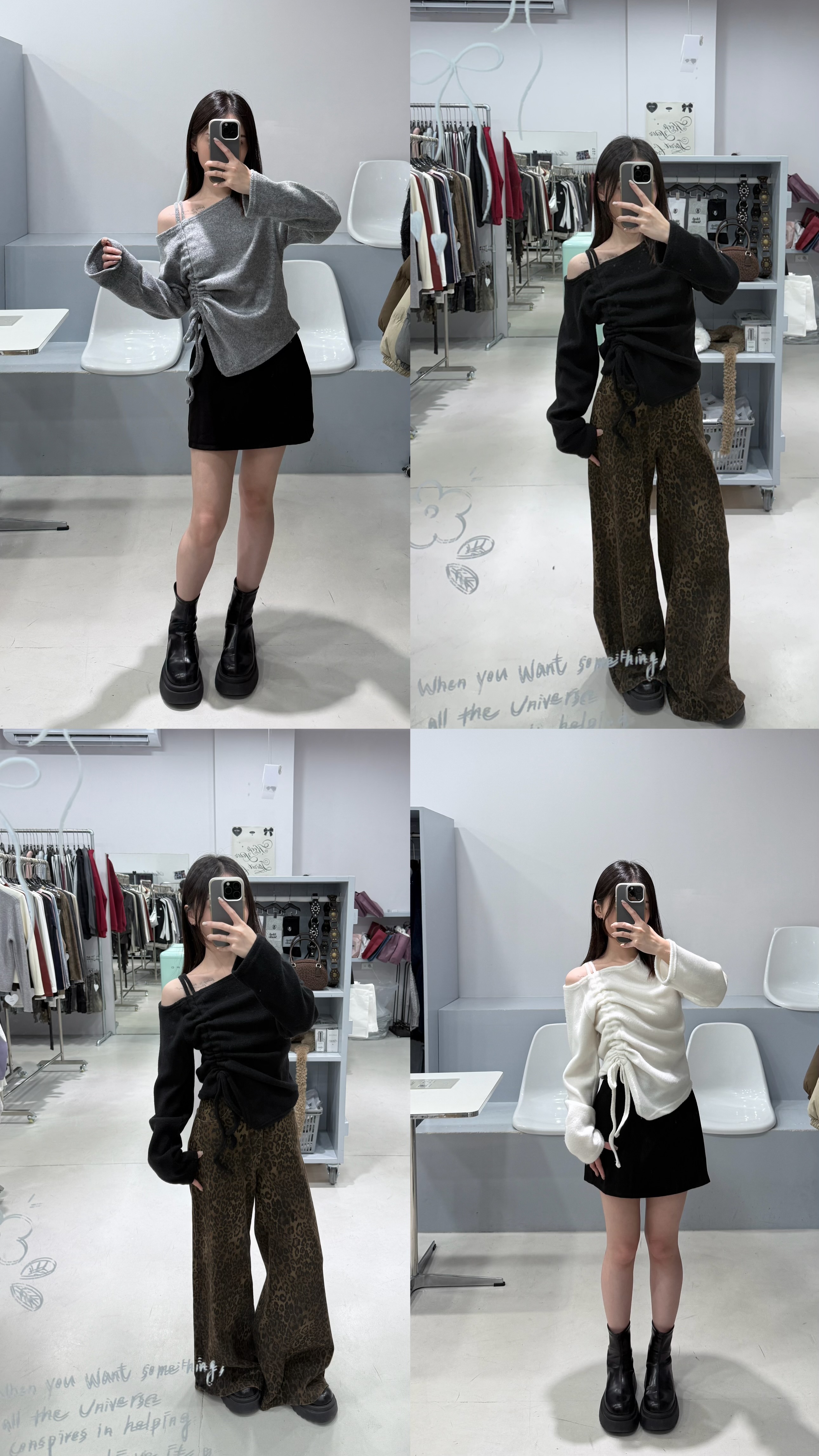 正韓好手感毛呢側抓皺上衣