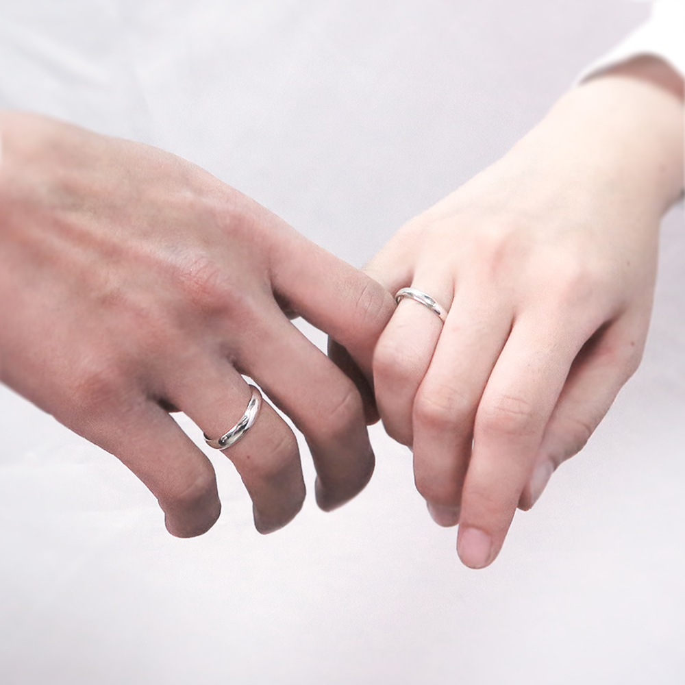 圓弧銀戒 可刻字 純銀情侶對戒組 客製化情侶戒指