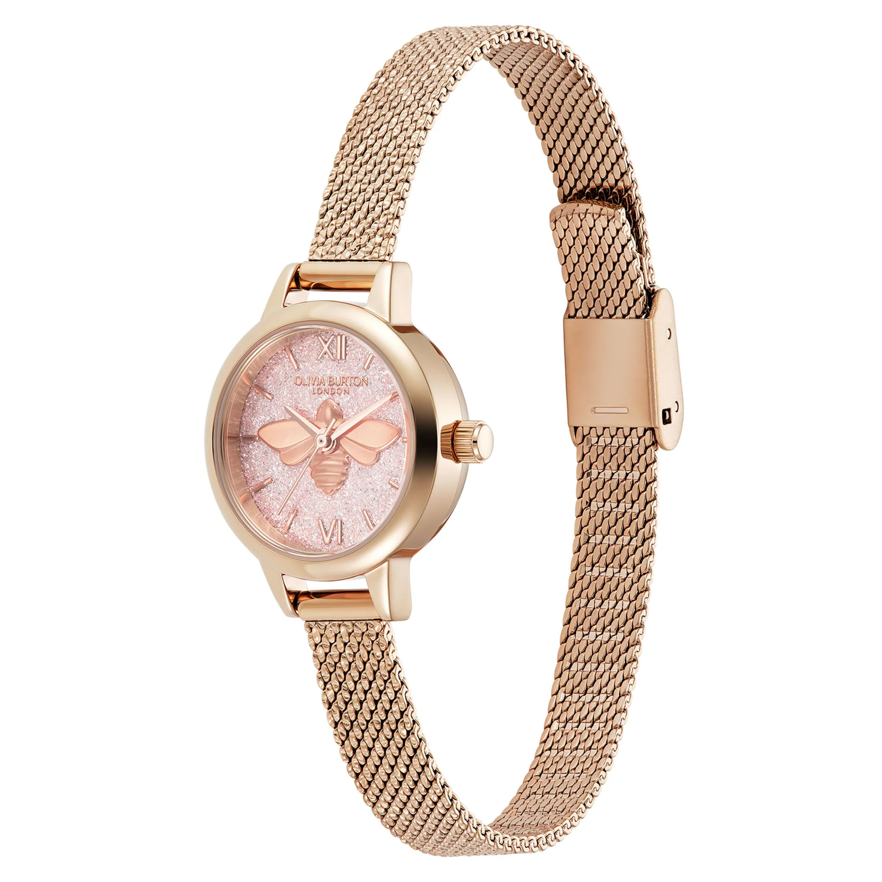 萬年鐘錶 -  Olivia Burton  藝術時尚Signature系列  蜜蜂閃光面盤米蘭錶帶女錶 24000229 錶徑23MM