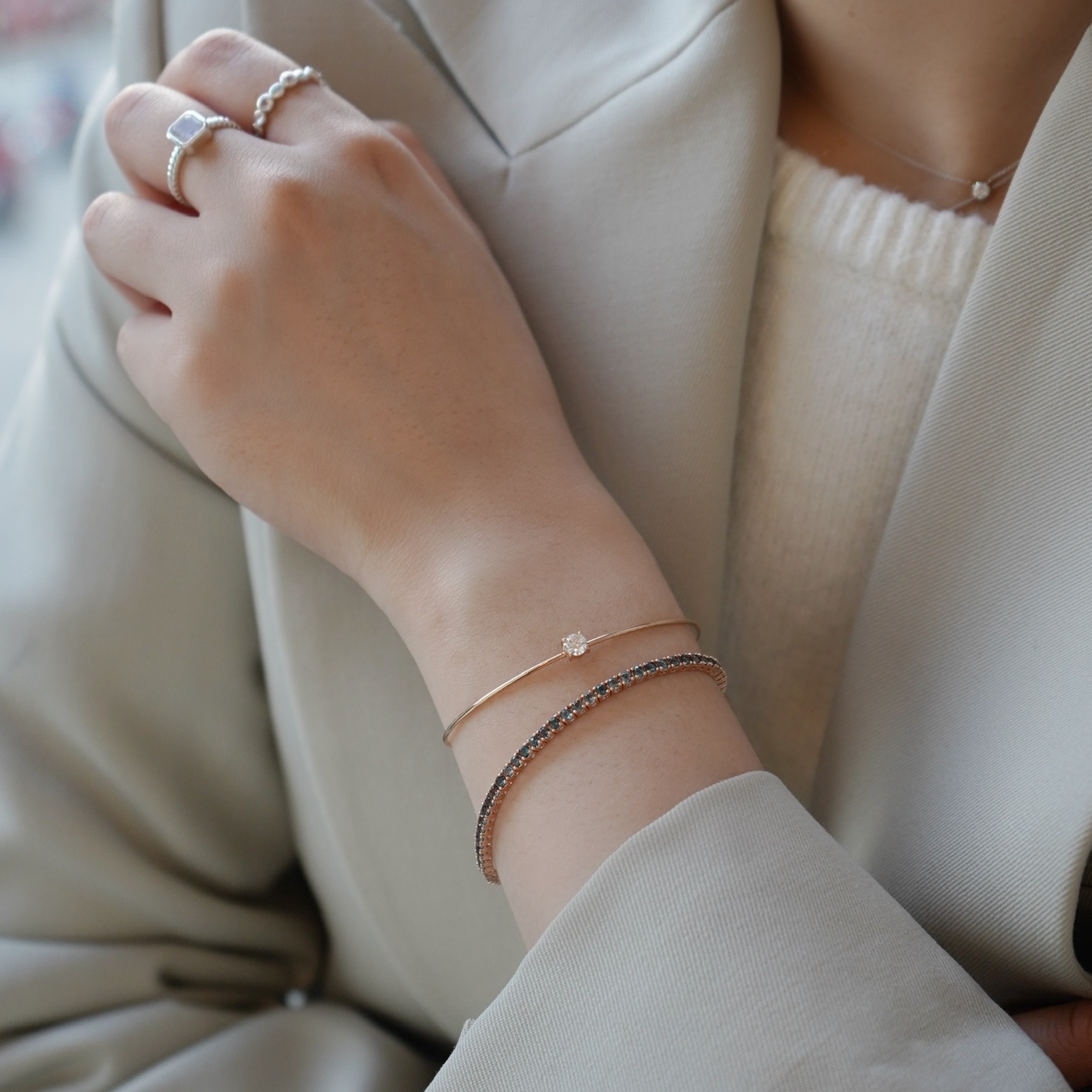 14K Tennis 2mm倫敦托帕石手鍊