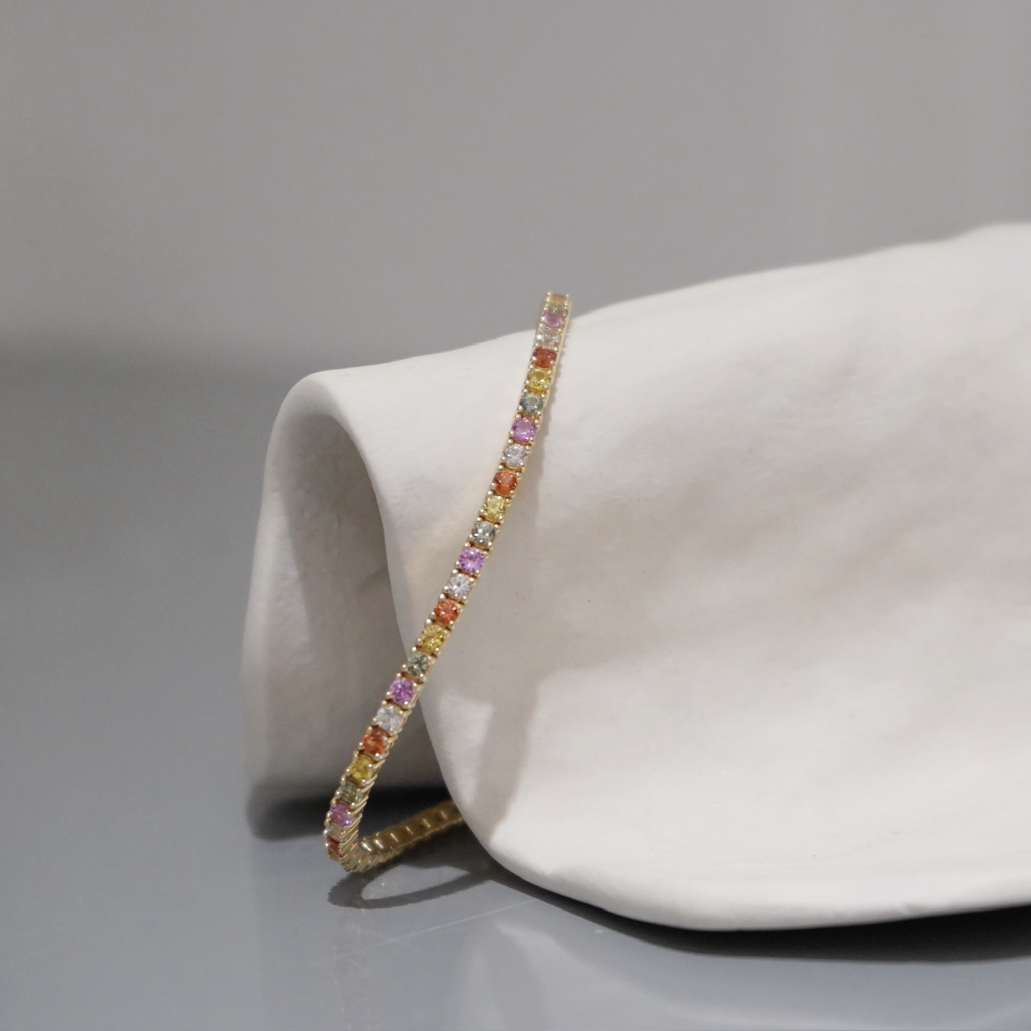 14K Tennis 2mm彩色藍寶石手鍊