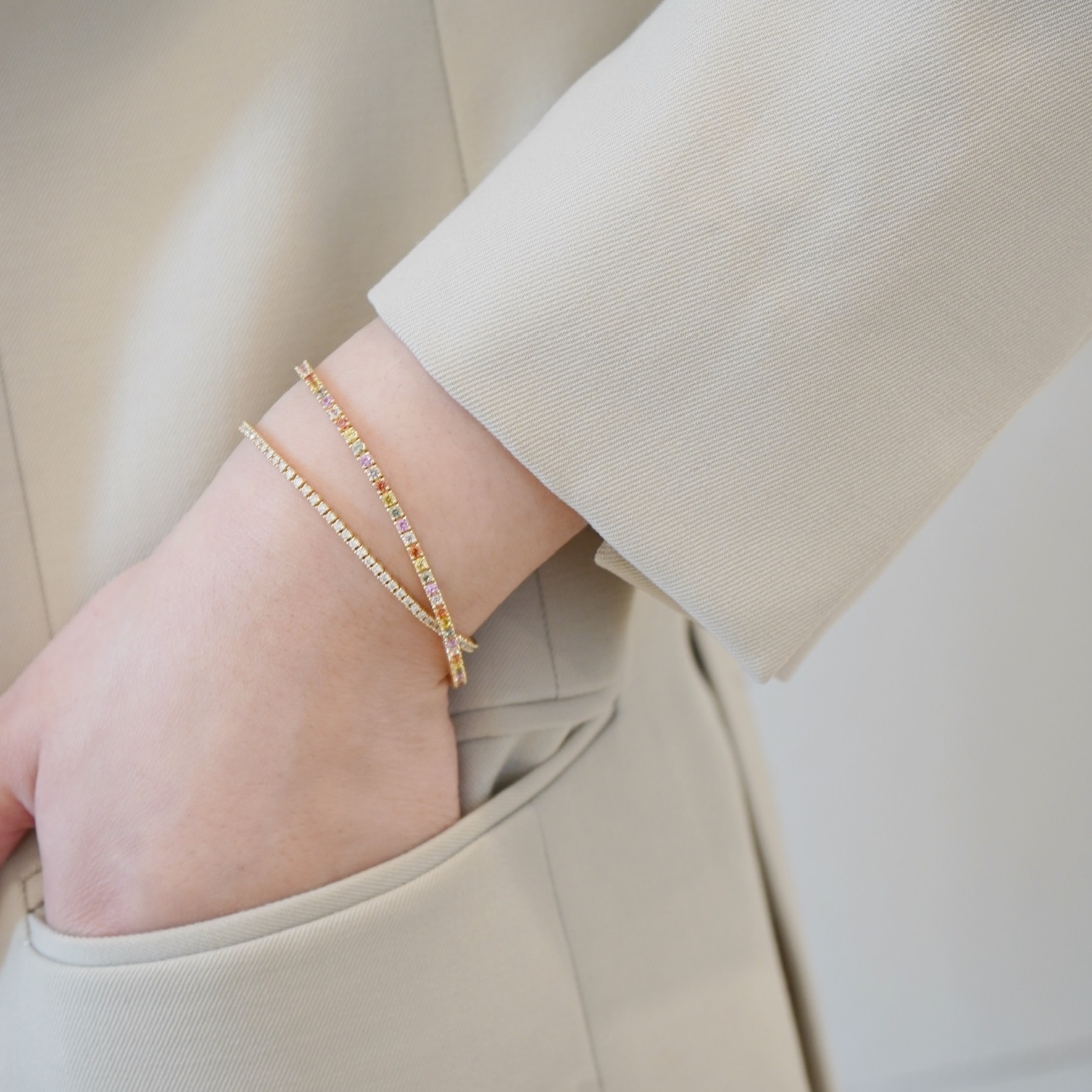 14K Tennis 2mm彩色藍寶石手鍊