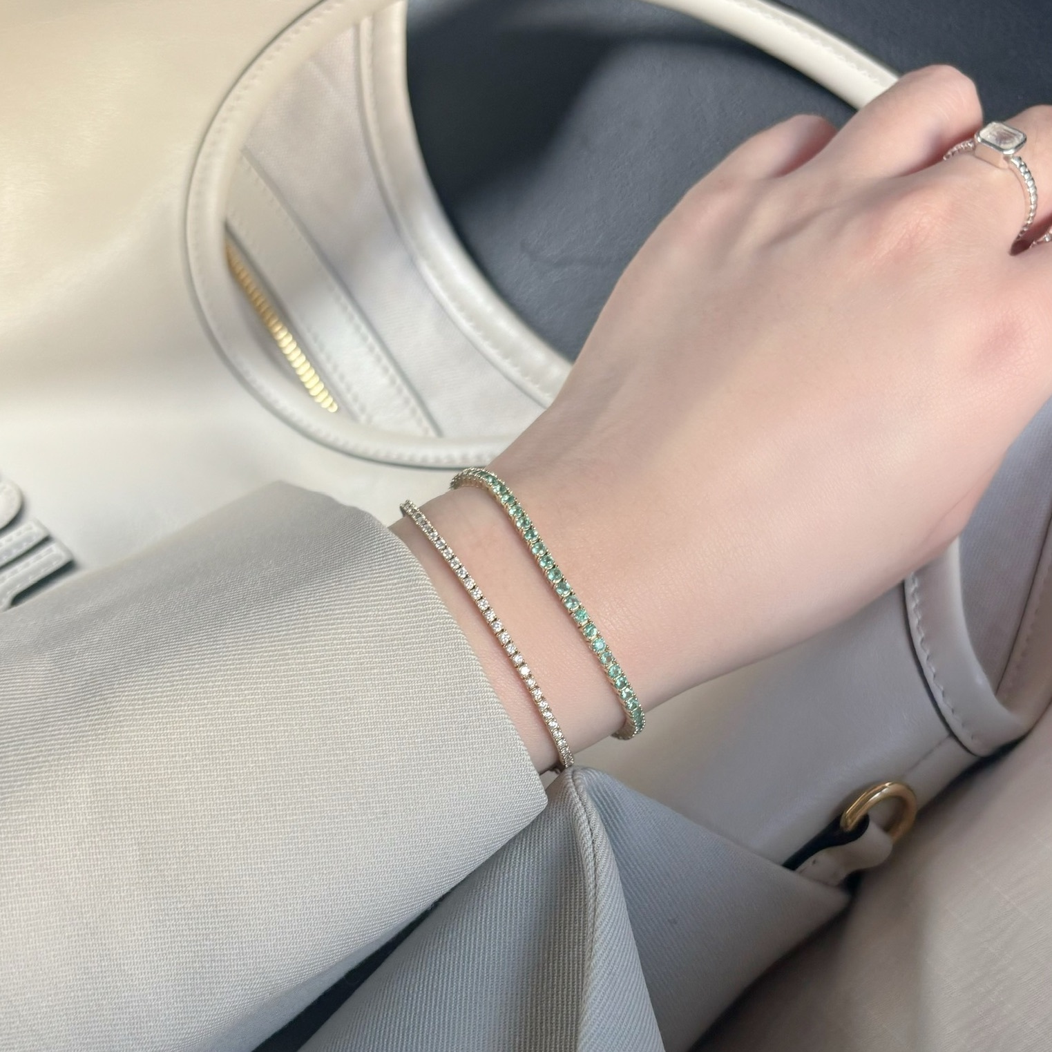 14K Tennis 2mm祖母綠手鍊