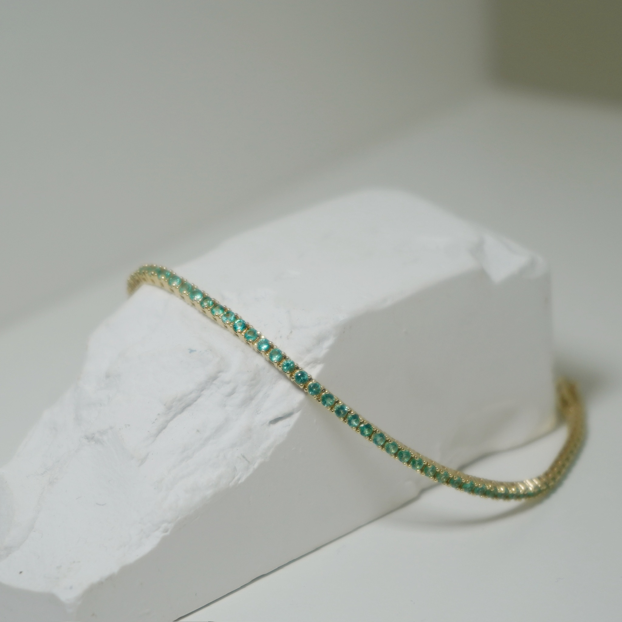 14K Tennis 2mm祖母綠手鍊