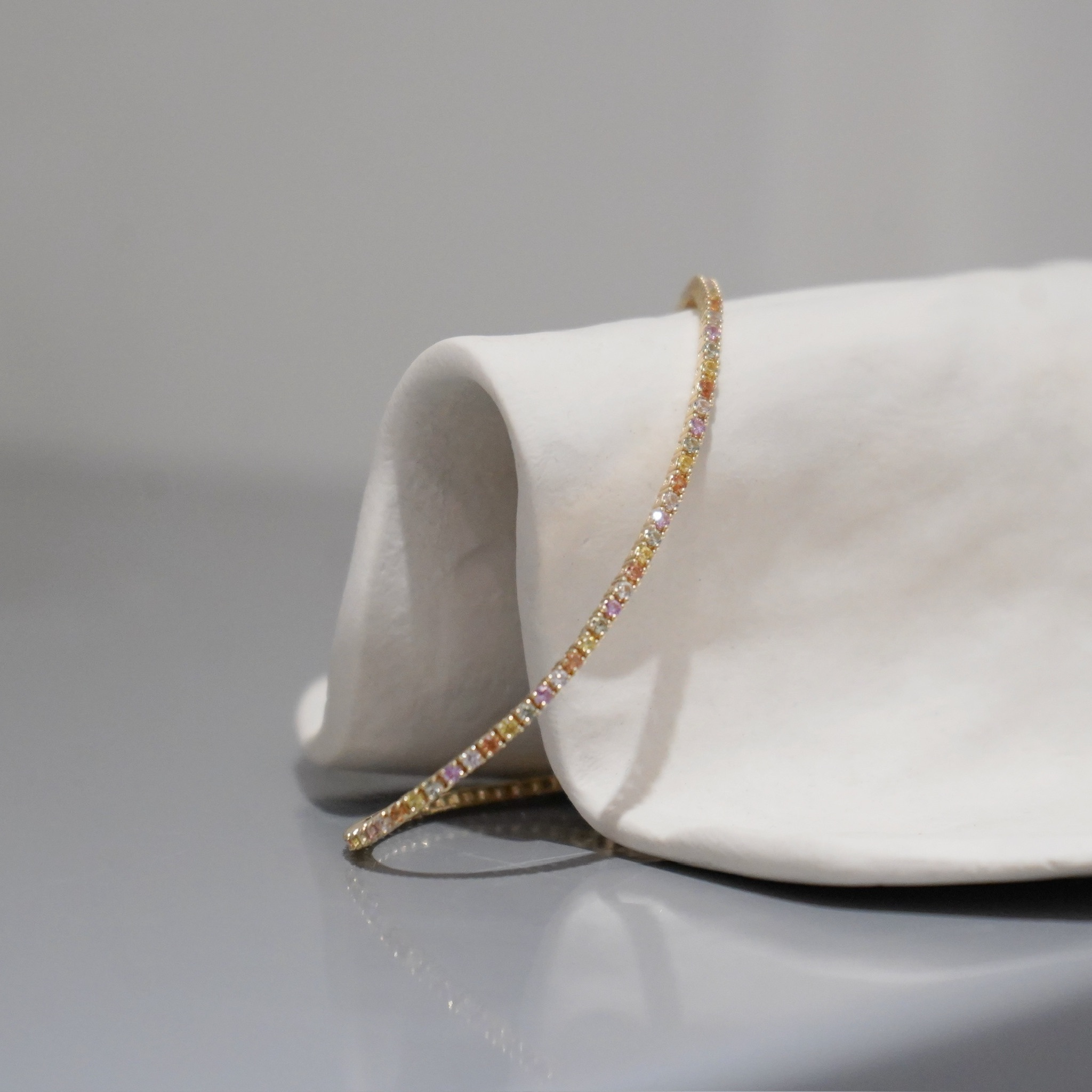 14K Tennis 1.5mm彩色藍寶石手鍊