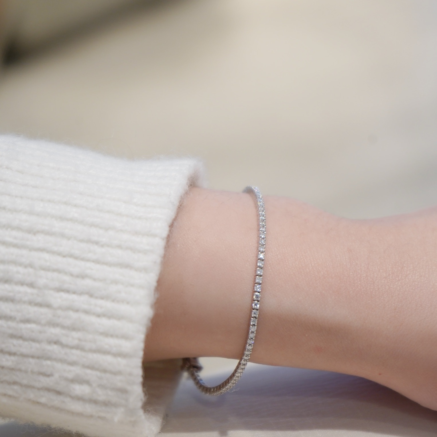 14K Tennis 1.5mm鑽石手鍊