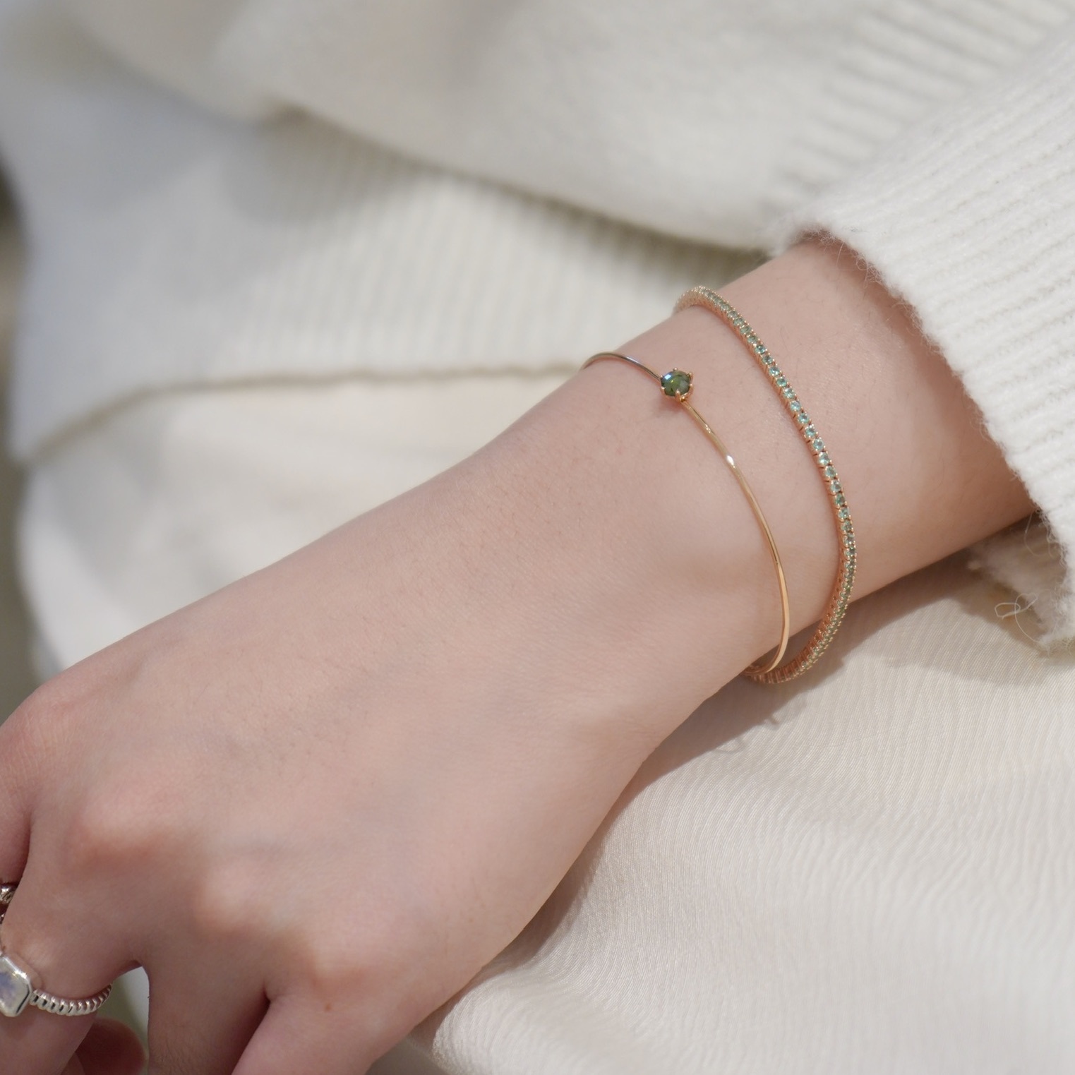 14K Tennis 1.5mm祖母綠手鍊