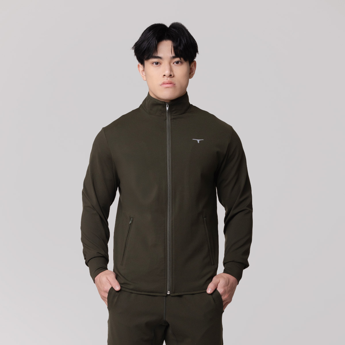 托瑪斯立領運動外套（叢林綠）