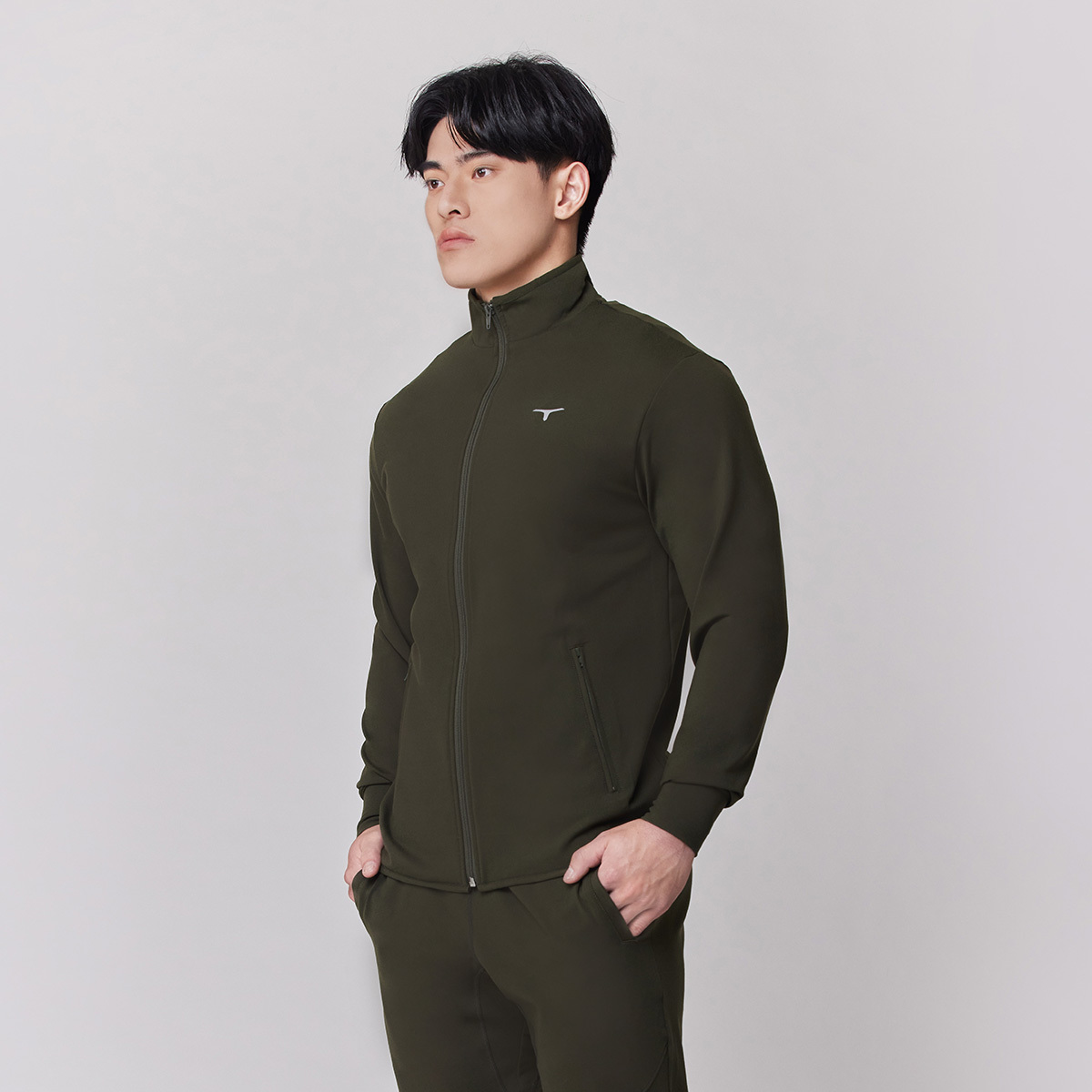 托瑪斯立領運動外套（叢林綠）