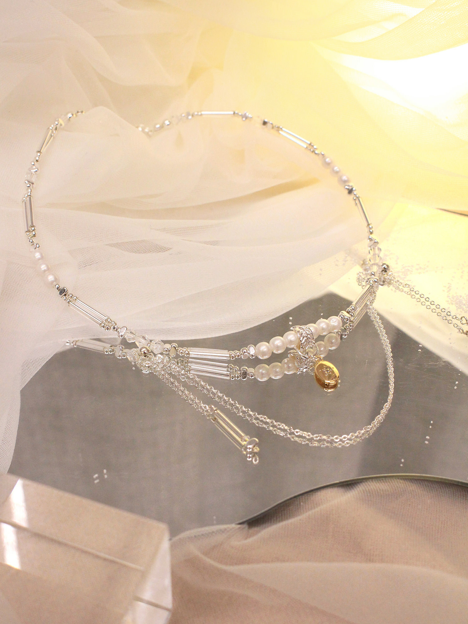 人造糖霜。MUCHAT手作14KGP水晶珍珠星星項鍊