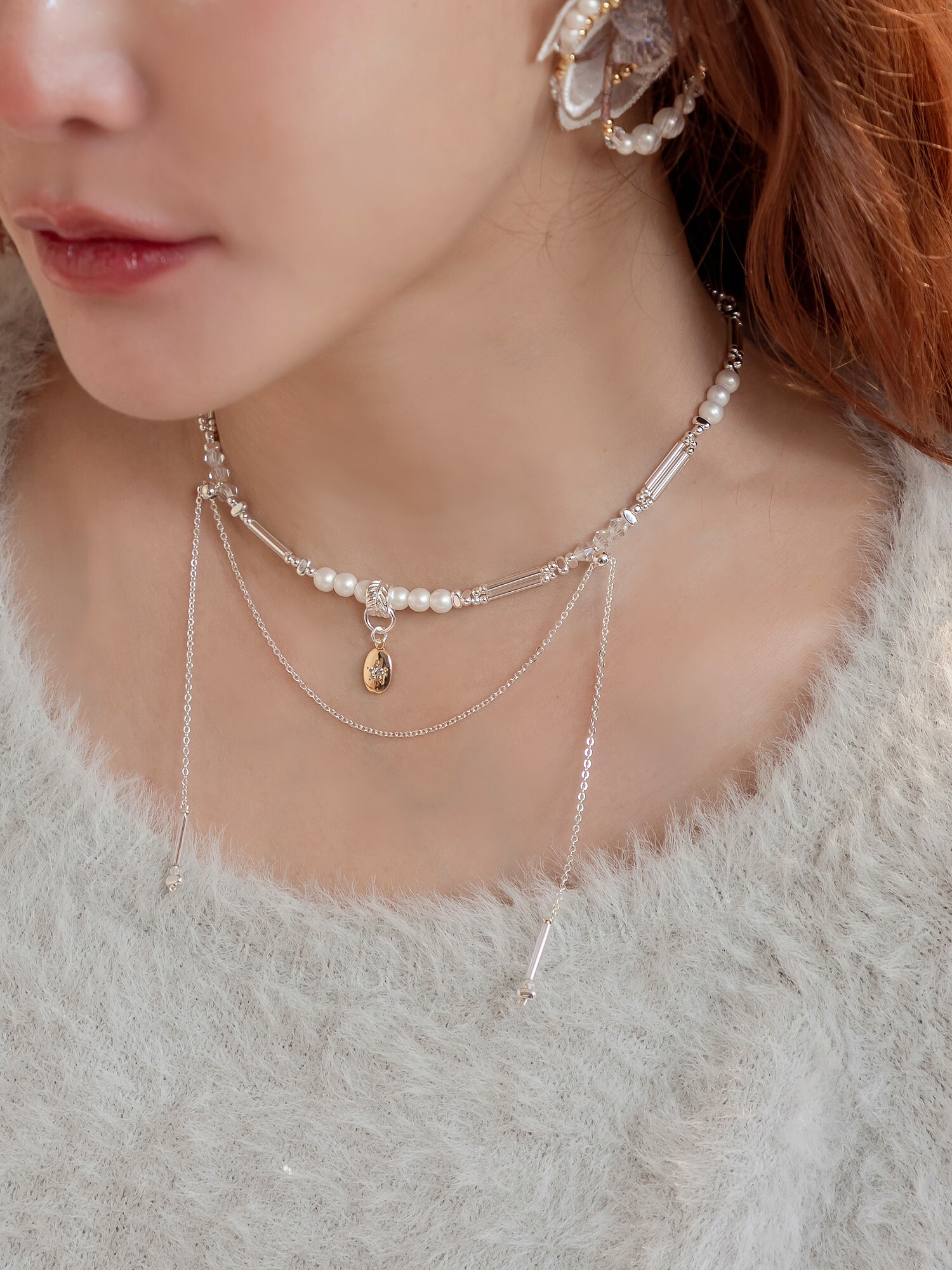 人造糖霜。MUCHAT手作14KGP水晶珍珠星星項鍊