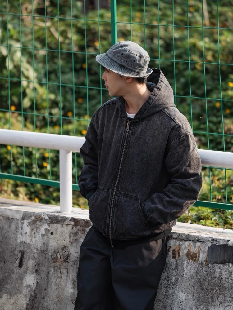 #預購 BTB 24AW 保暖 復古 水洗 做舊丹寧 3M新雪麗棉 連帽外套 水洗黑