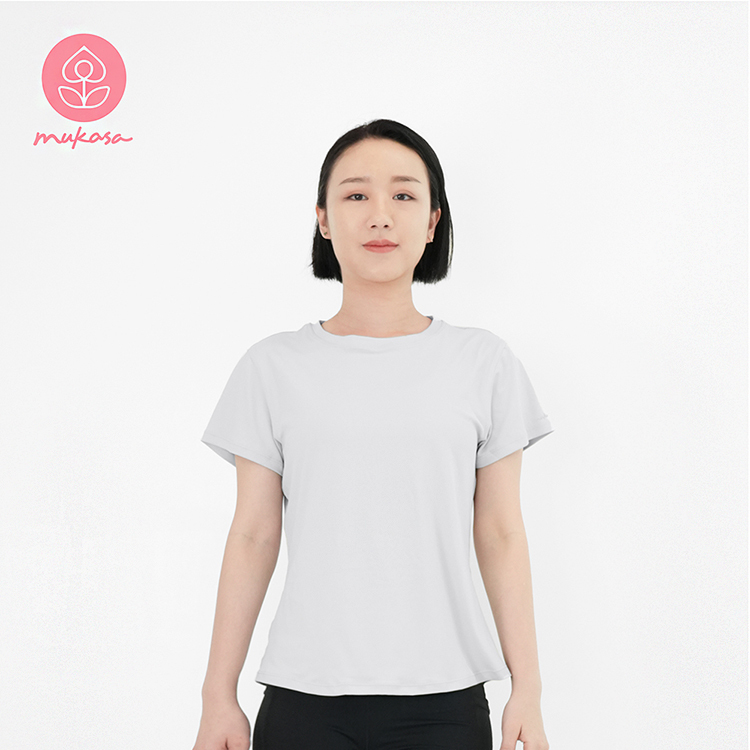 MUKASA 簡約短袖運動上衣-空靈灰 MUK-2404106
