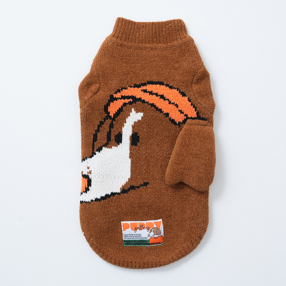 puppygallery｜經典狗狗Logo毛衣 棕