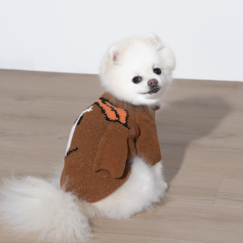 puppygallery｜經典狗狗Logo毛衣 棕