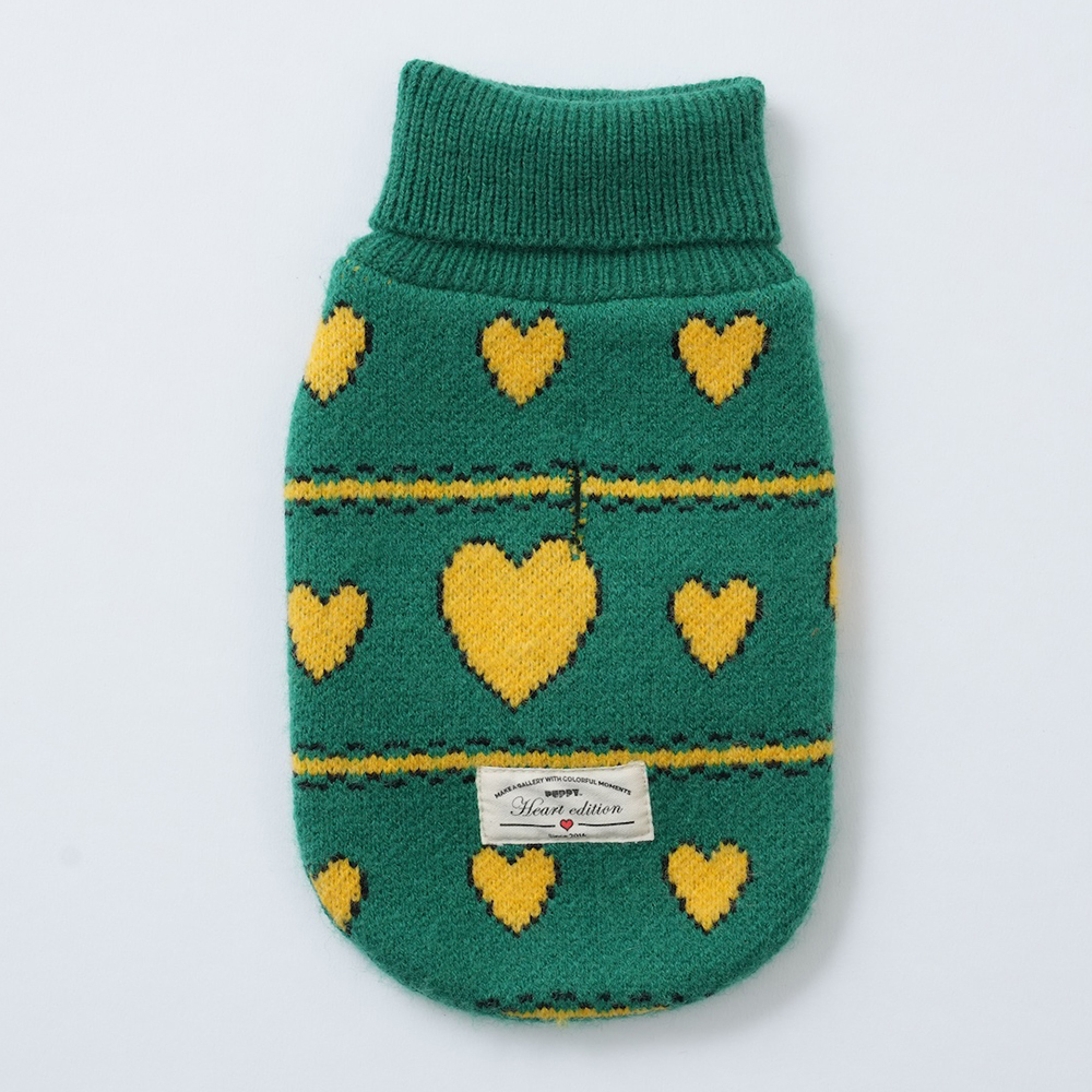 puppygallery｜不規則愛心衣帽組 黃綠