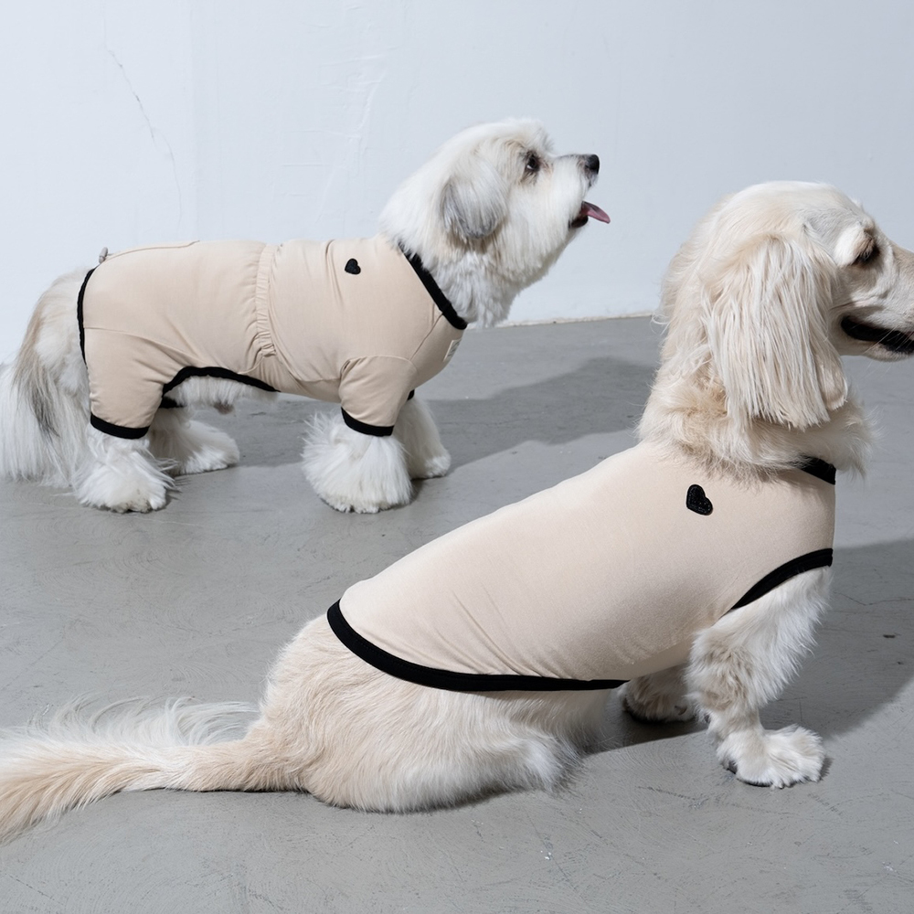 puppygallery｜愛心彈力無袖背心 奶白