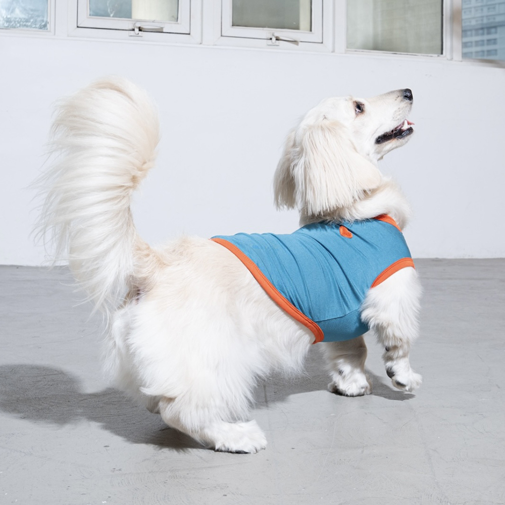 puppygallery｜愛心彈力無袖背心 藍綠