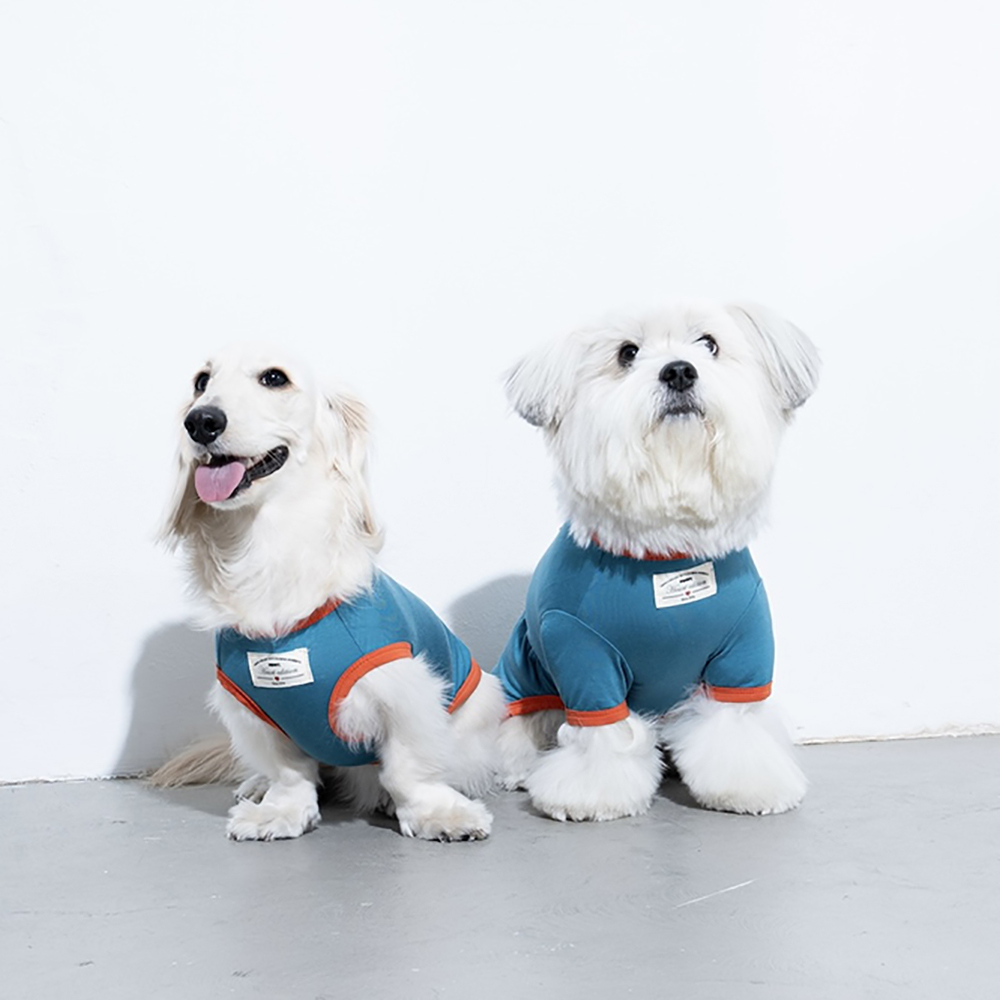 puppygallery｜愛心彈力無袖背心 藍綠