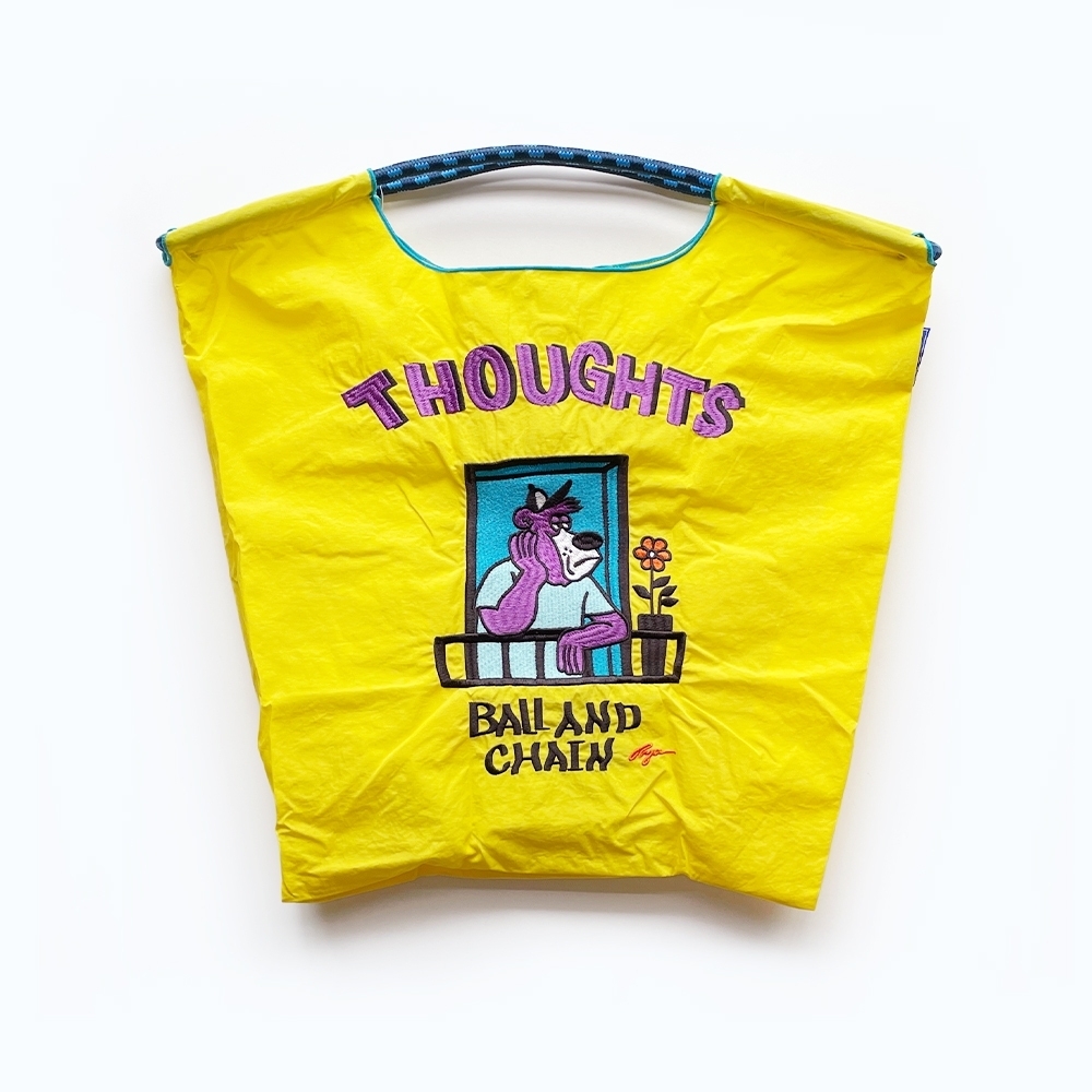 Ball＆Chain 刺繡環保購物袋 M號 - 亮黃 (31400657)