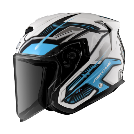 ASTONE DJ14 BQ2 白藍  彩繪 內墨片 3/4帽款