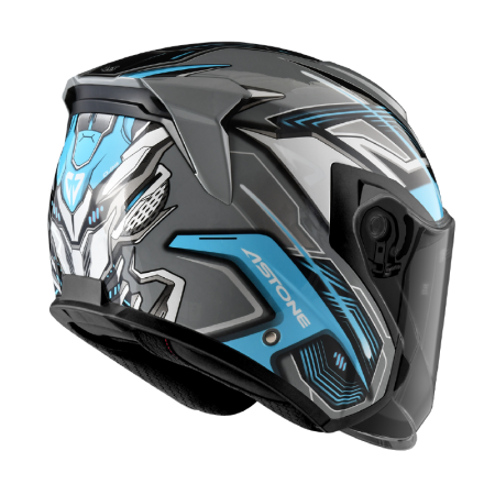 ASTONE DJ14 BQ2 水泥灰 藍  彩繪 內墨片 3/4帽款