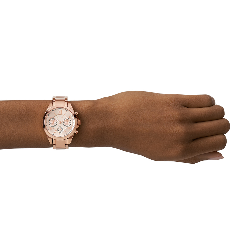 Modern Courier  經典雅仕羅馬數字三眼女錶 玫瑰金色不鏽鋼鍊帶 36MM BQ3036