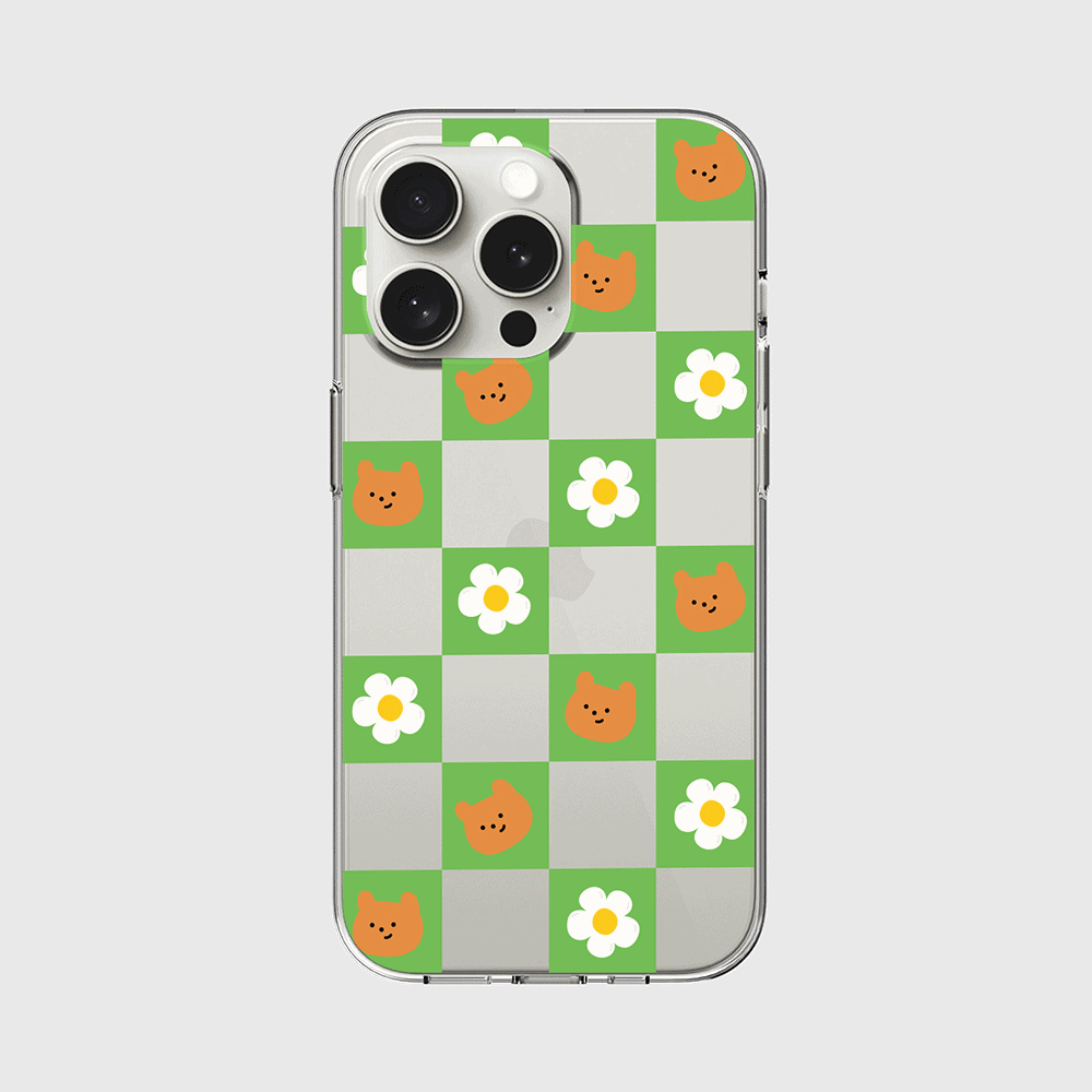 THE NINE MALL - checkerboard daisy gummy 透明軟殼