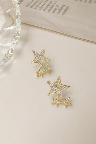 閃耀星河。銀針耳環