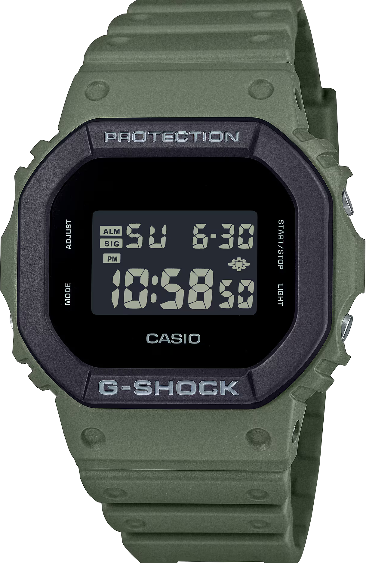 萬年鐘錶 - G-SHOCK   經典城市潮流大地綠街頭潮流防震電子錶  DW-5610UU-3  錶徑: 42.8MM