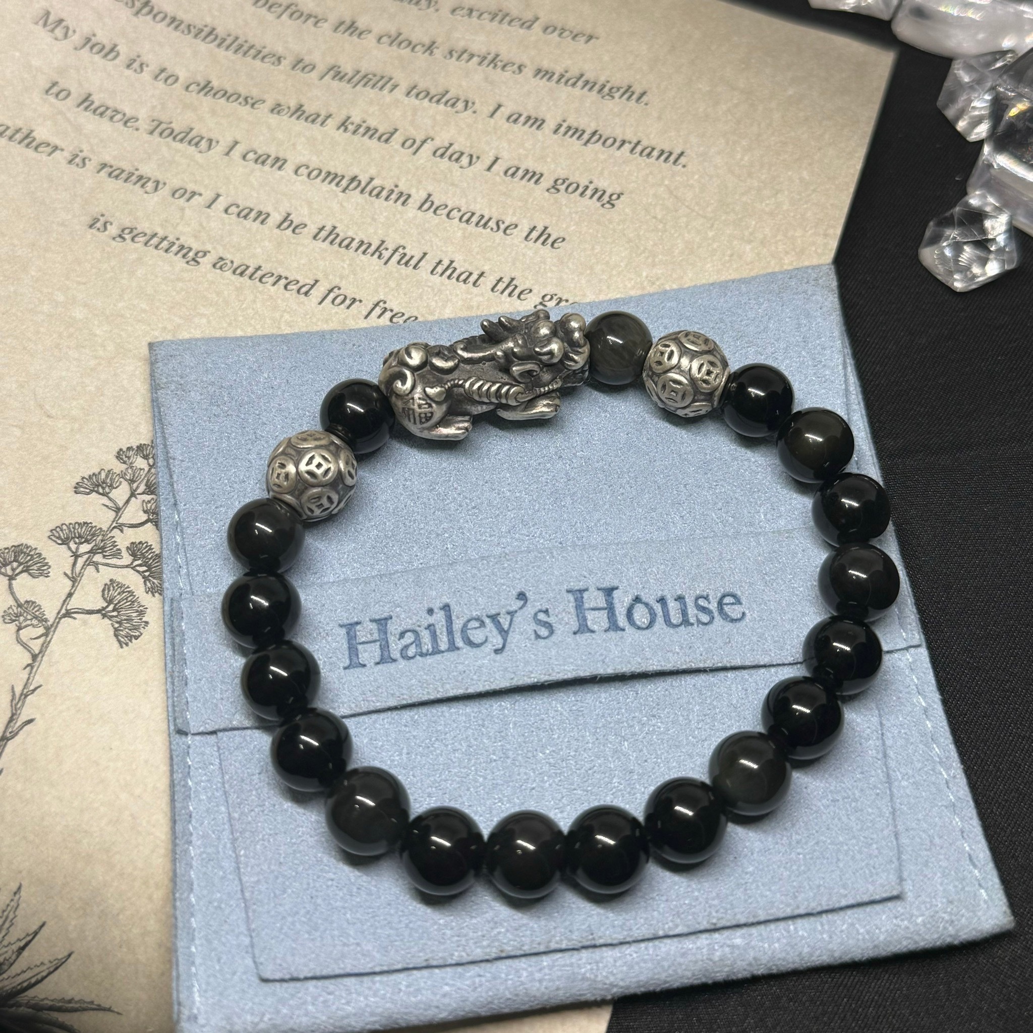 S172（黑曜石8mm+銀幣球）