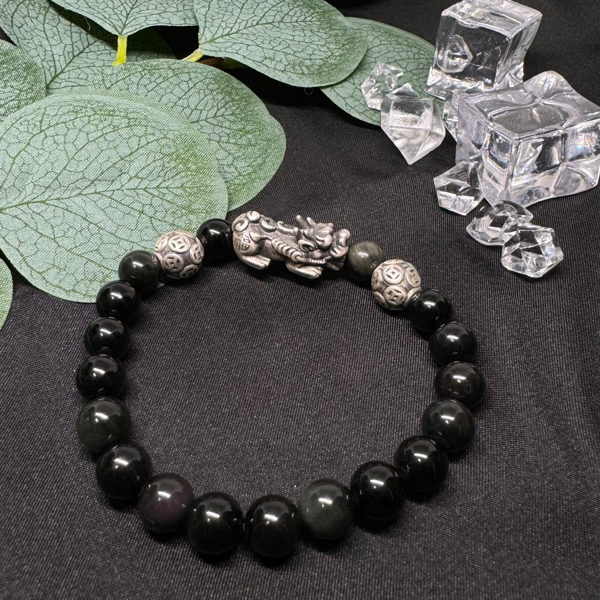 S172（黑曜石8mm+銀幣球）