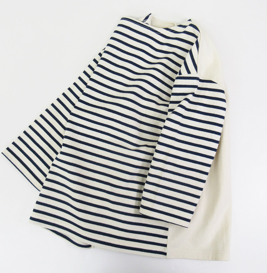 DAYS 7分袖切換條紋套頭衫