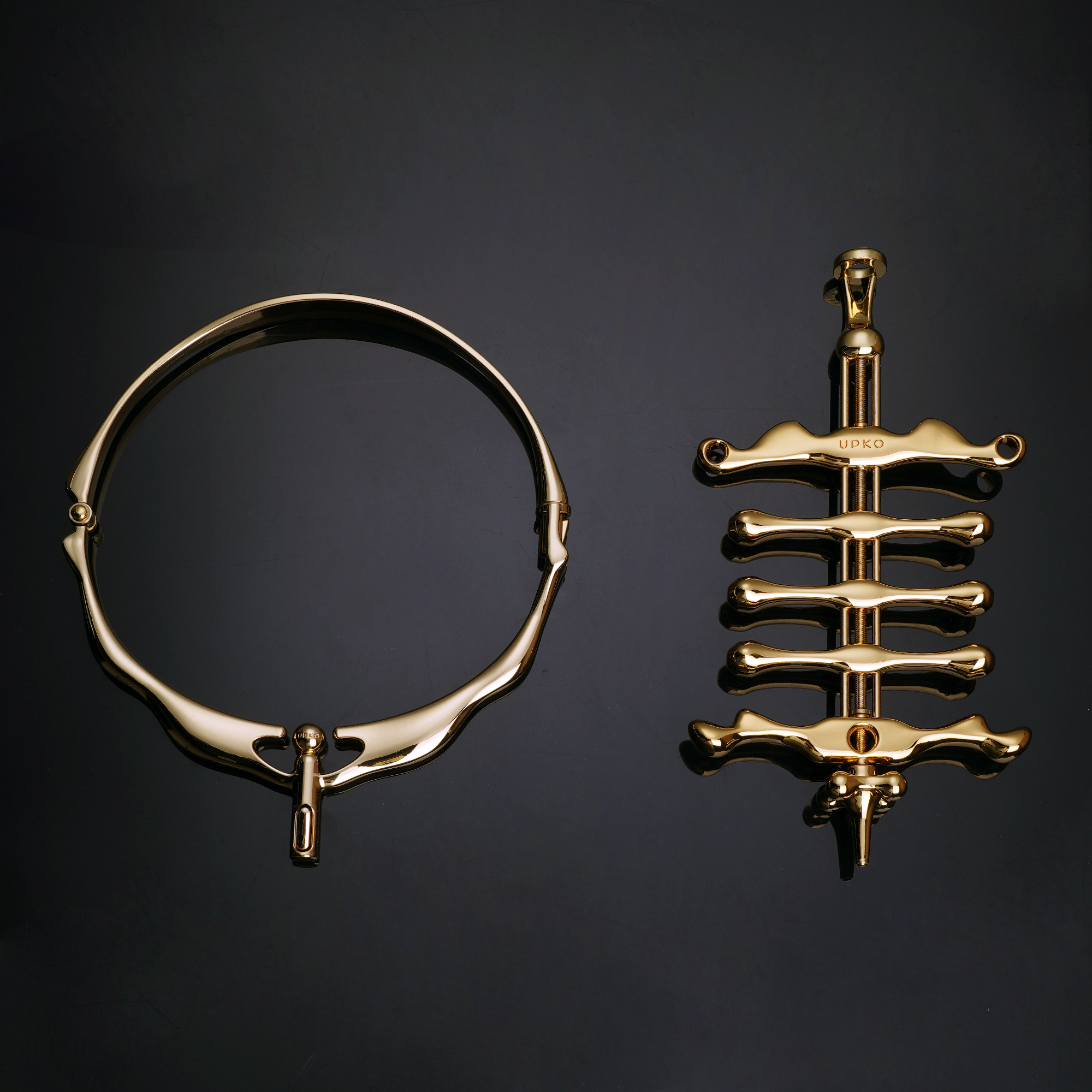 義大利 UPKO 指尖遊戲 候鳥金屬項圈+四指夾套裝
