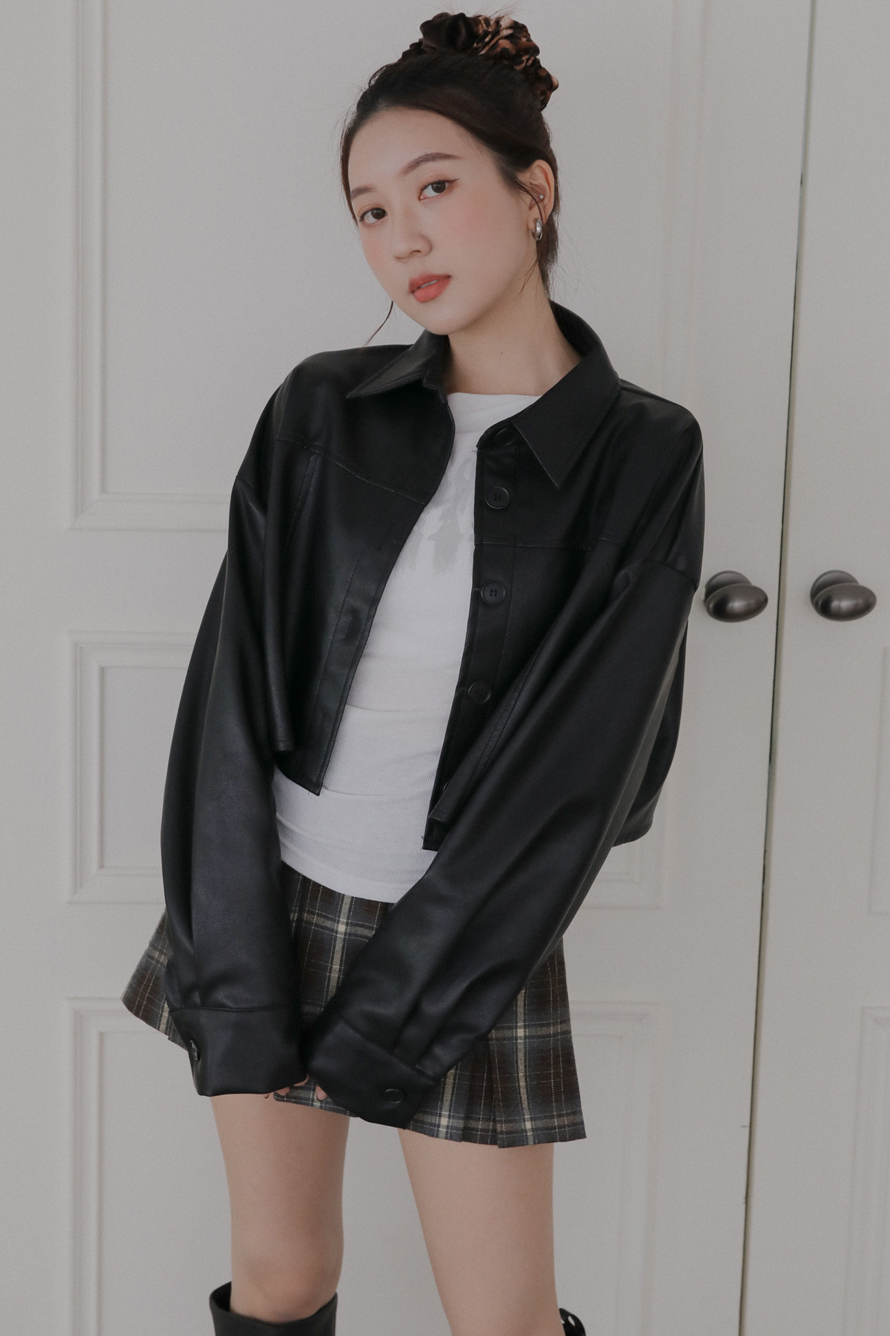 Crop Leather Shirt #襯衫