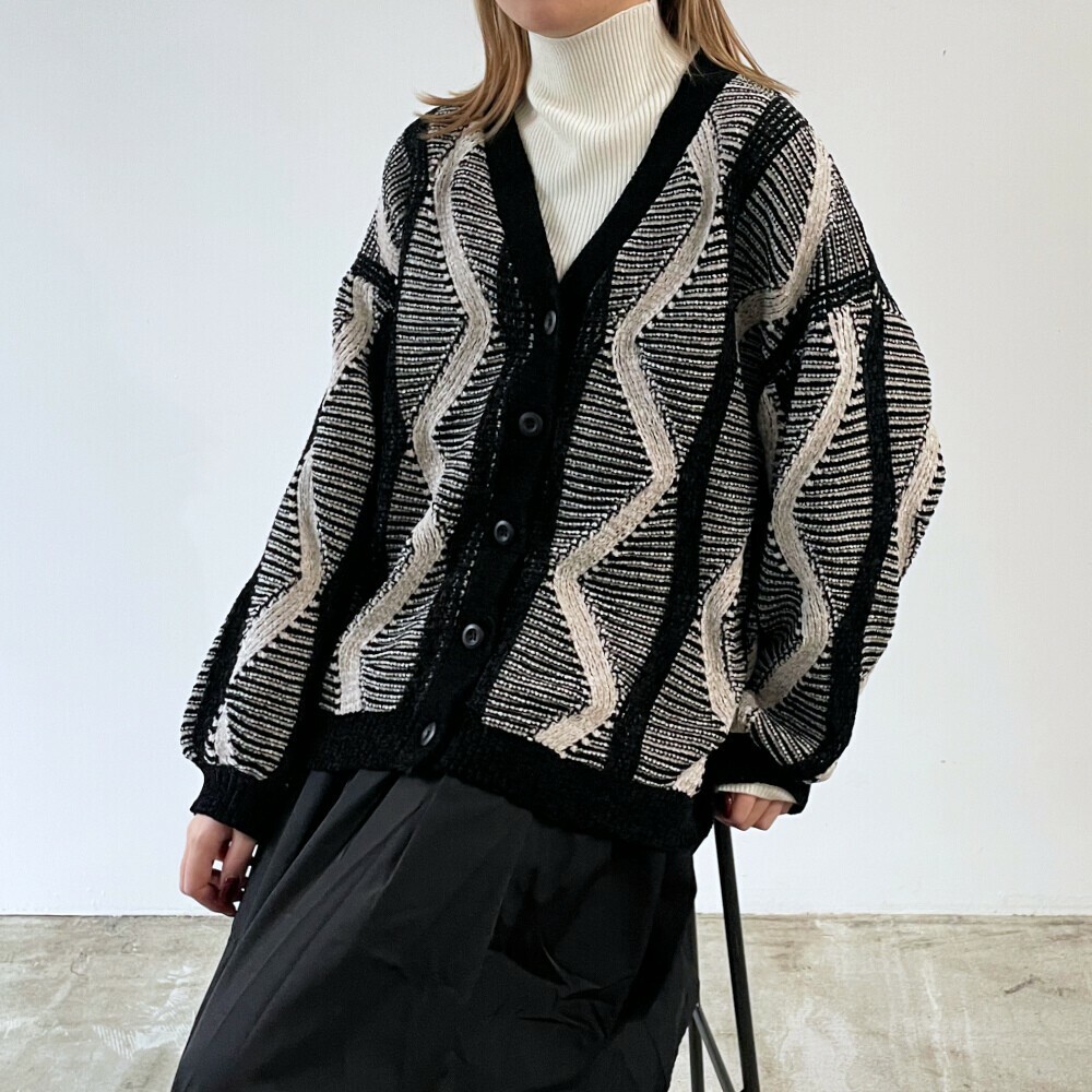 { Special Price } 黑灰幾何提花針織外套【日本直送】